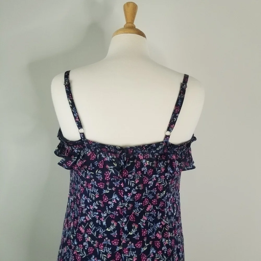 J.Crew Ruffle Stretch Silk Midi Dress Size 14 Wisp Floral Print Pleated